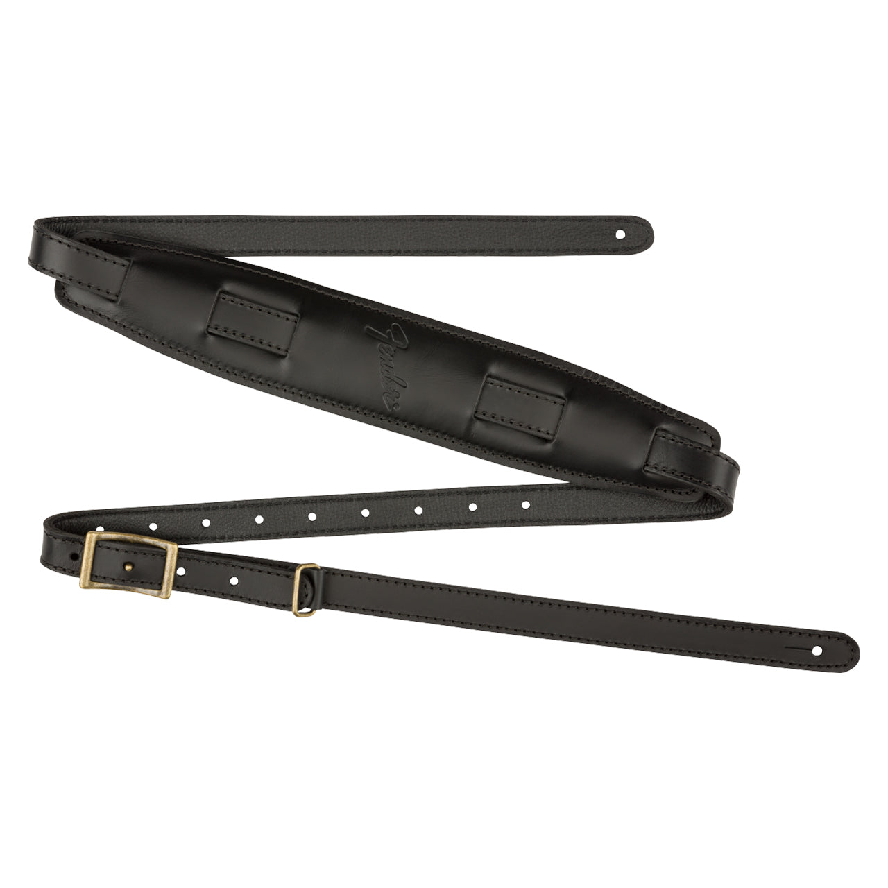 Fender Mustang Leather Saddle Guitar Strap, Black