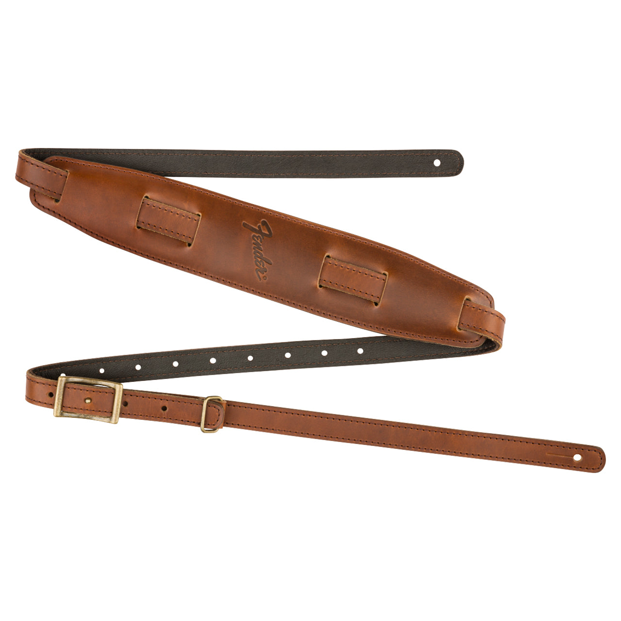 Fender Mustang Leather Saddle Guitar Strap, Congac