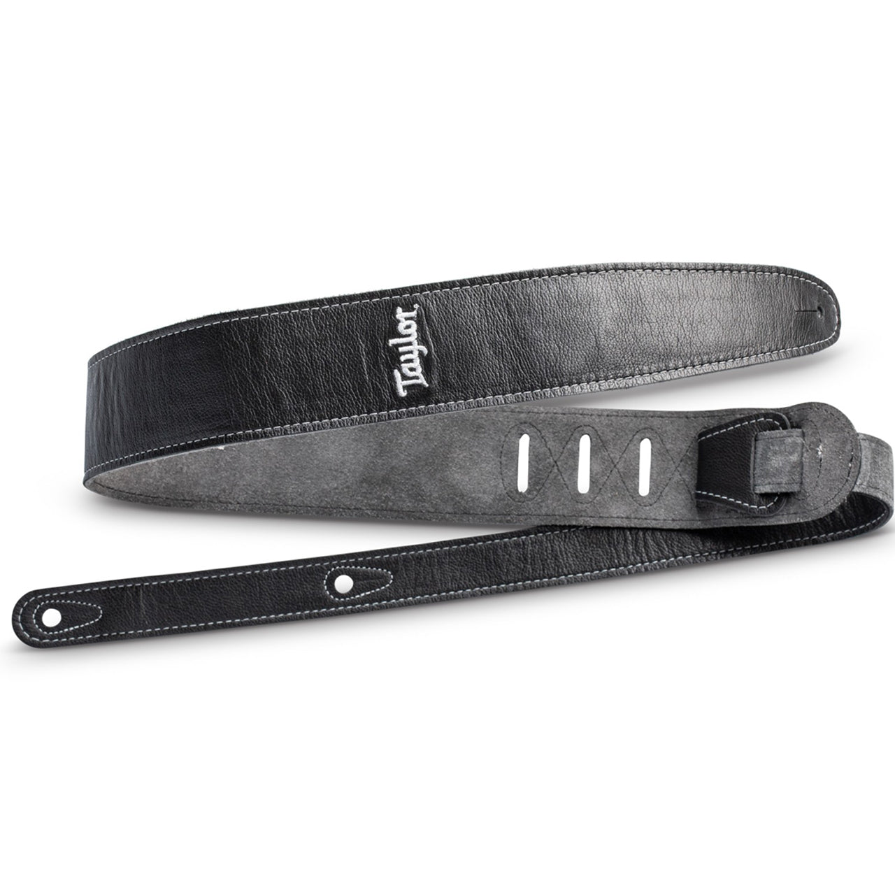 Taylor Embroidered 2.5" Suede Guitar Strap, Black w/ Suede Back