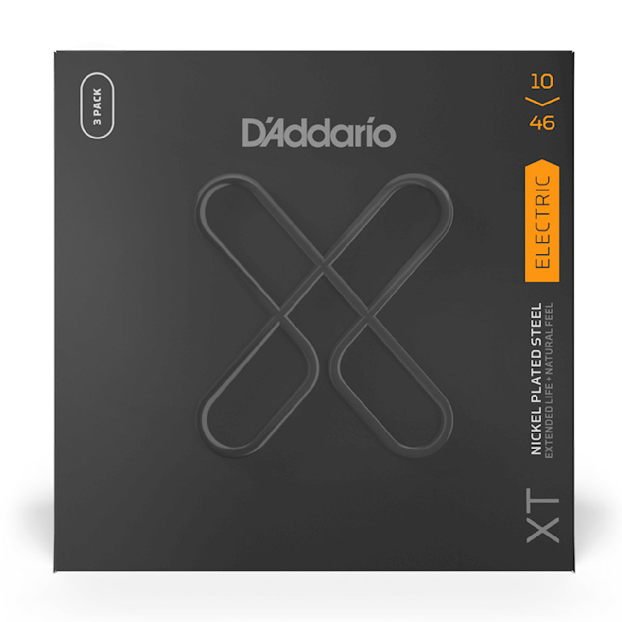 D'Addario XT Nickel Coated 3-Pack Electric Guitar Strings, 10-46 Regular Light