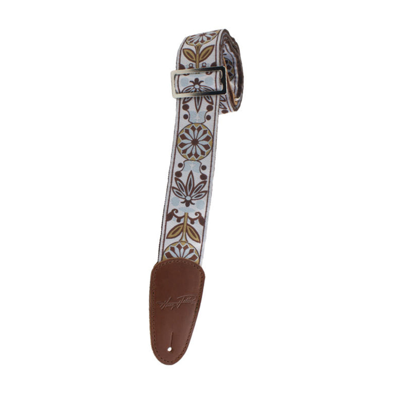 Henry Heller 2" Vintage Jacquard Guitar Strap, Brown Blossom