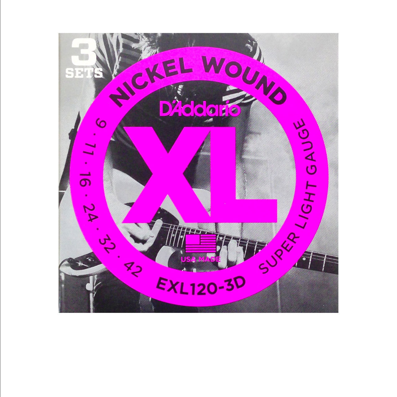 D'Addario EXL-120-3D Nickel Wound (Super Light) 3-Pack