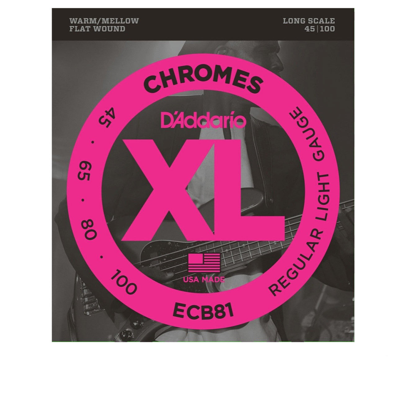 D'Addario ECB81 Chromes Bass, Light, 45-100, Long Scale