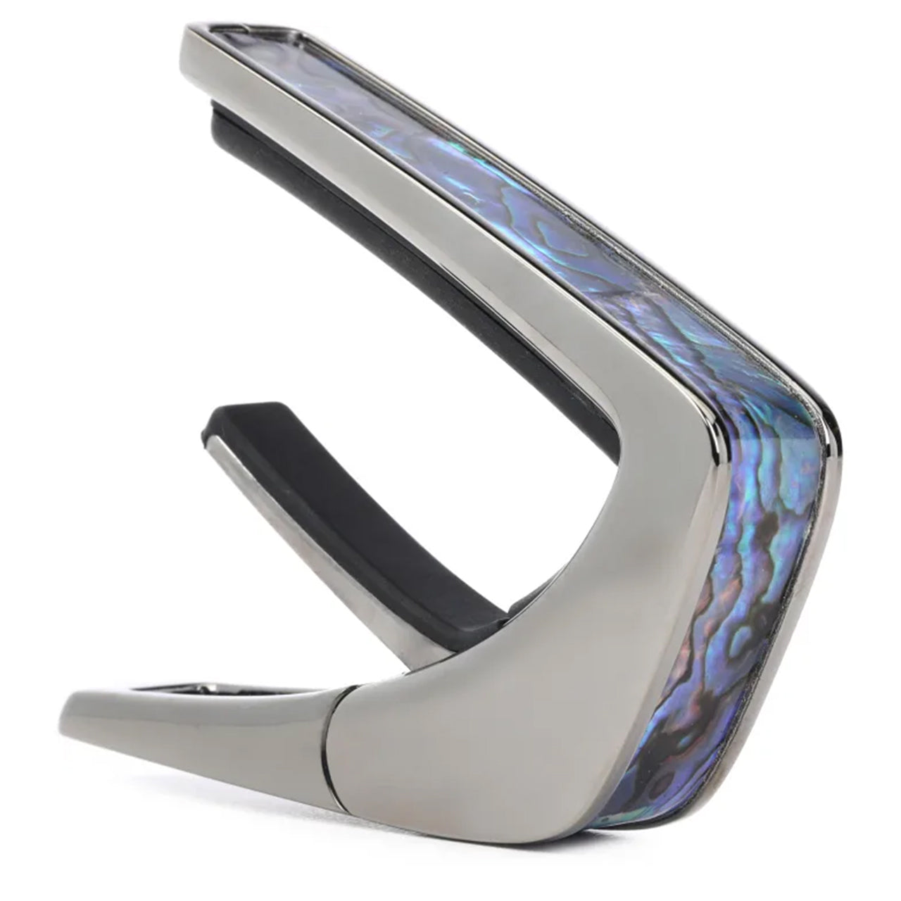 Thalia Shell Collection Guitar Capo, Black Chrome w/ Blue Abalone Inlay