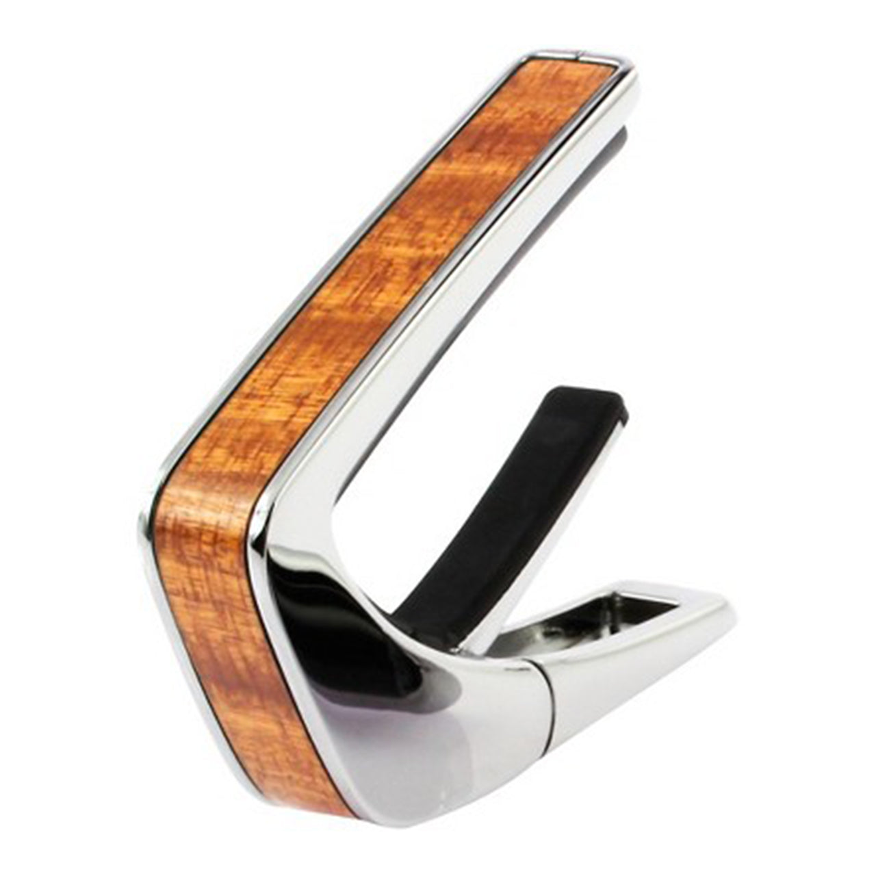 Thalia Shell Collection Guitar Capo, Chrome w/ Sapele Inlay
