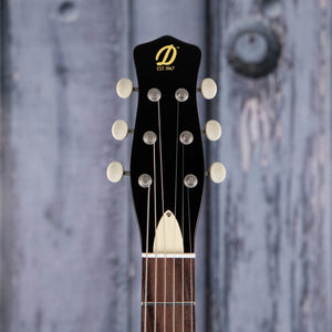 Danelectro '59 Triple Divine Electric Guitar, Black, front headstock