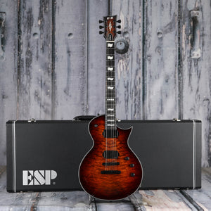 ESP E-II Eclipse QM Electric Guitar, Tiger Eye Sunburst, case