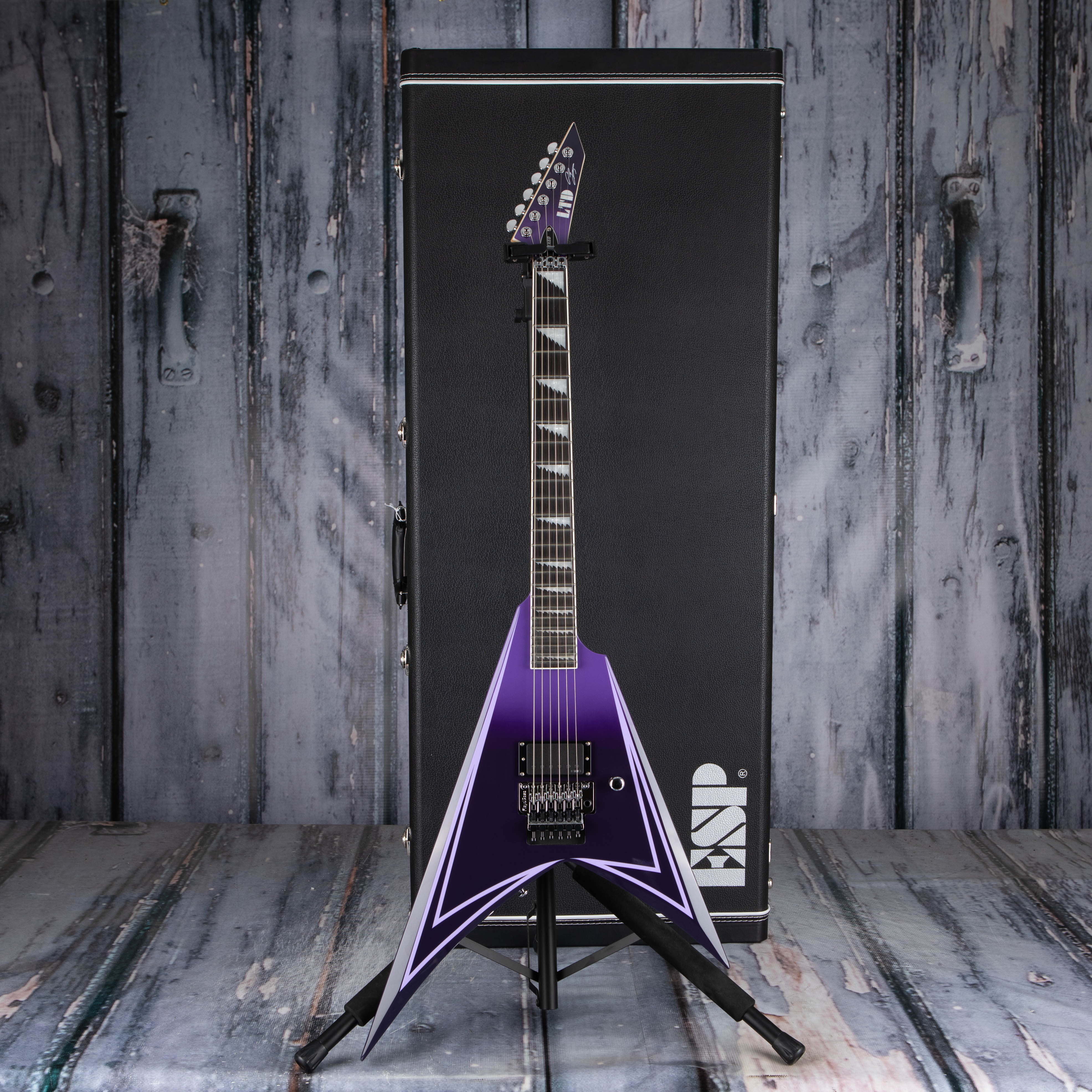 ESP LTD Alexi Hexed Electric Guitar, Purple Fade W/ Pinstripes, case