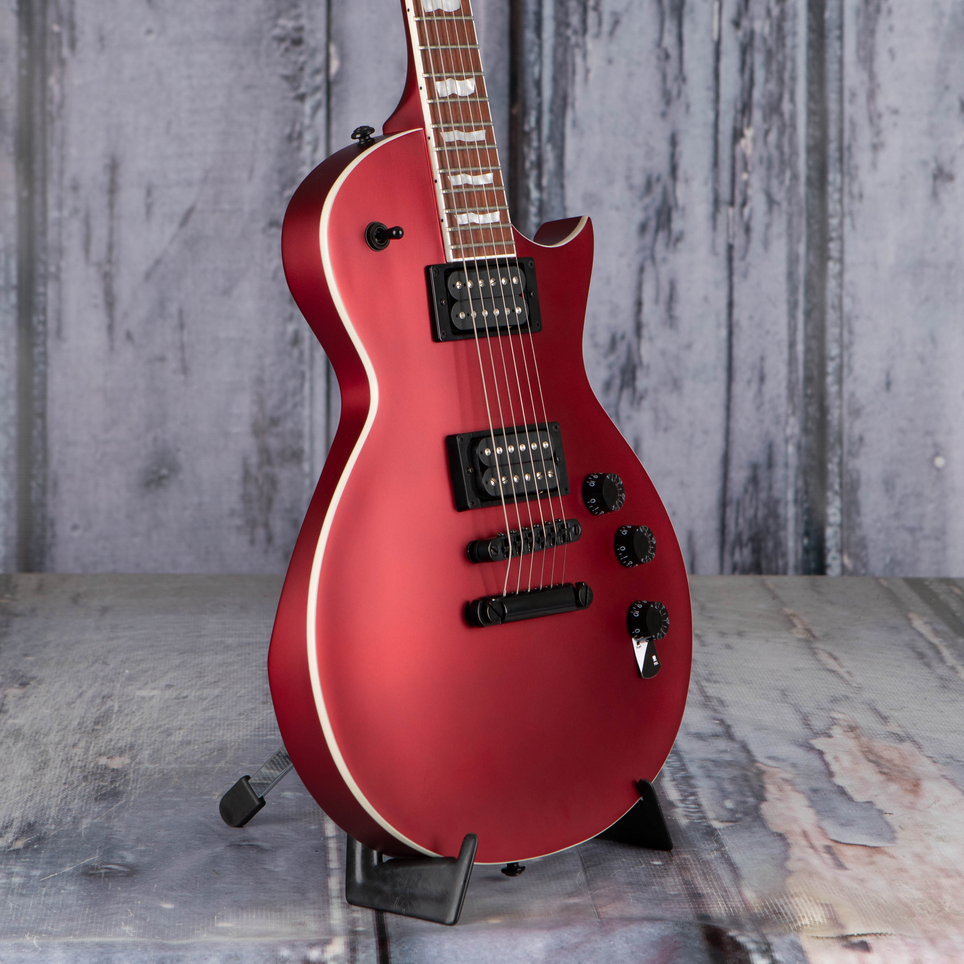 ESP LTD EC-256 Electric Guitar, Candy Apple Red Satin, angle