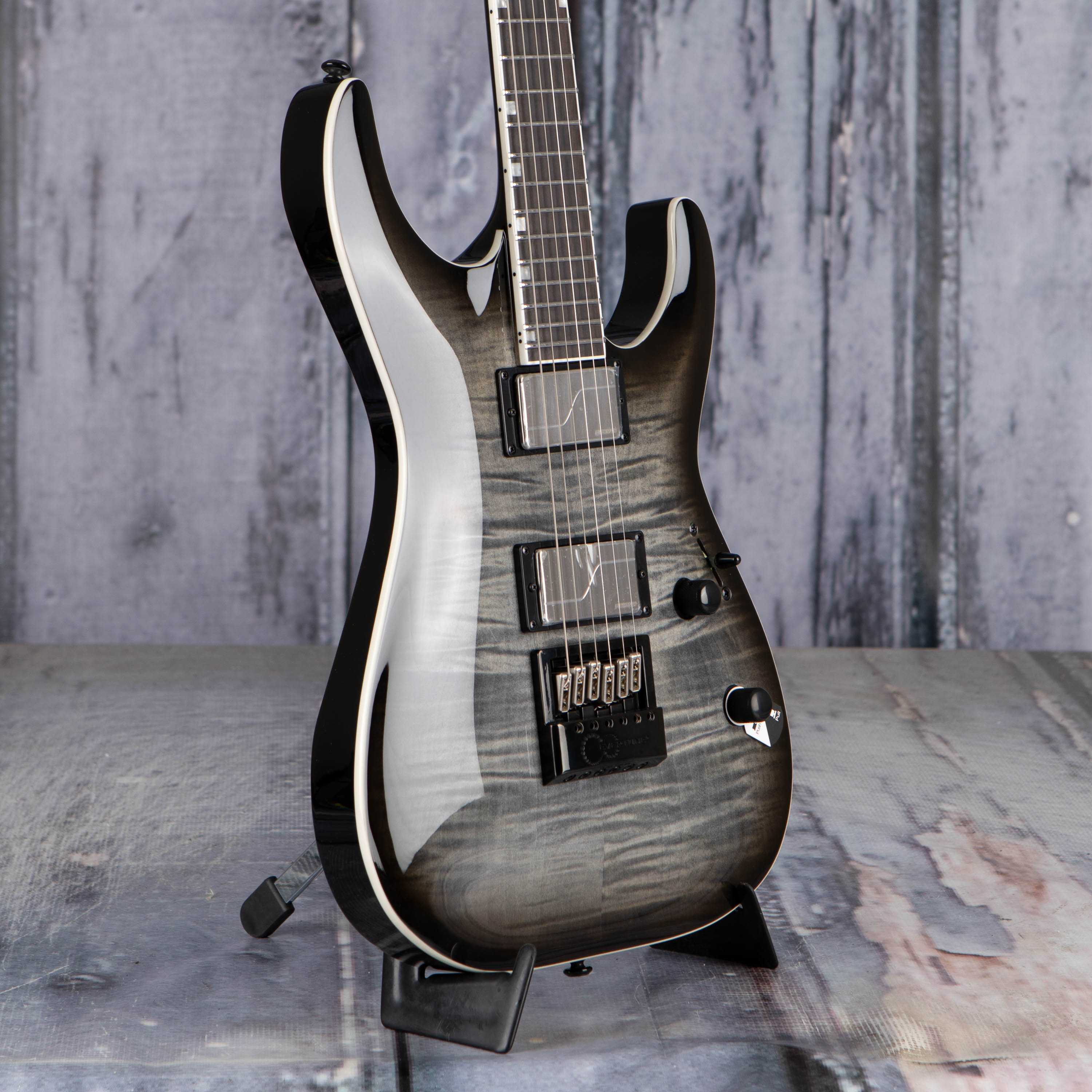 ESP LTD MH-1000ET EverTune Electric Guitar, Charcoal Burst, angle
