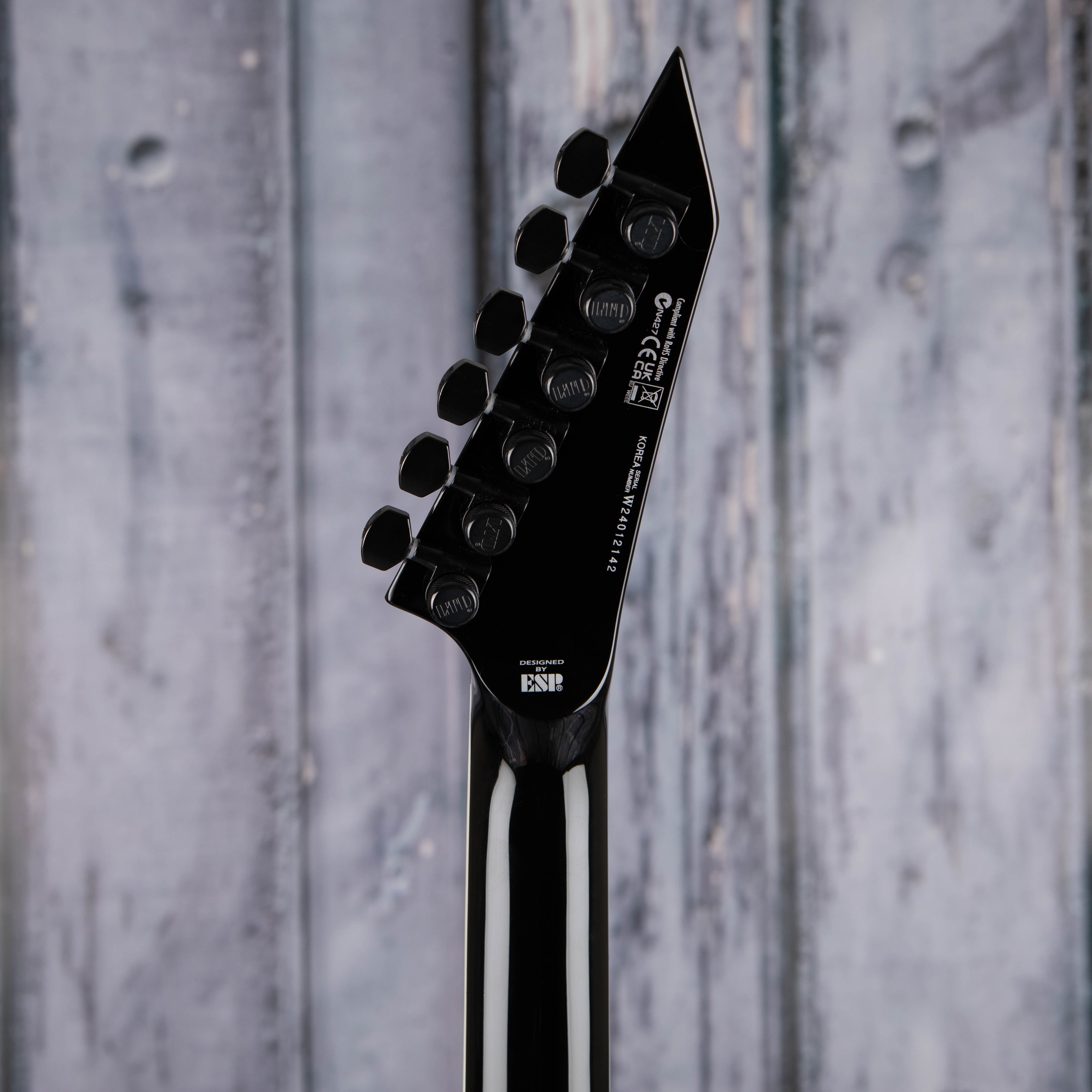 ESP LTD MH-1000NT Electric Guitar, Charcoal Burst, back headstock