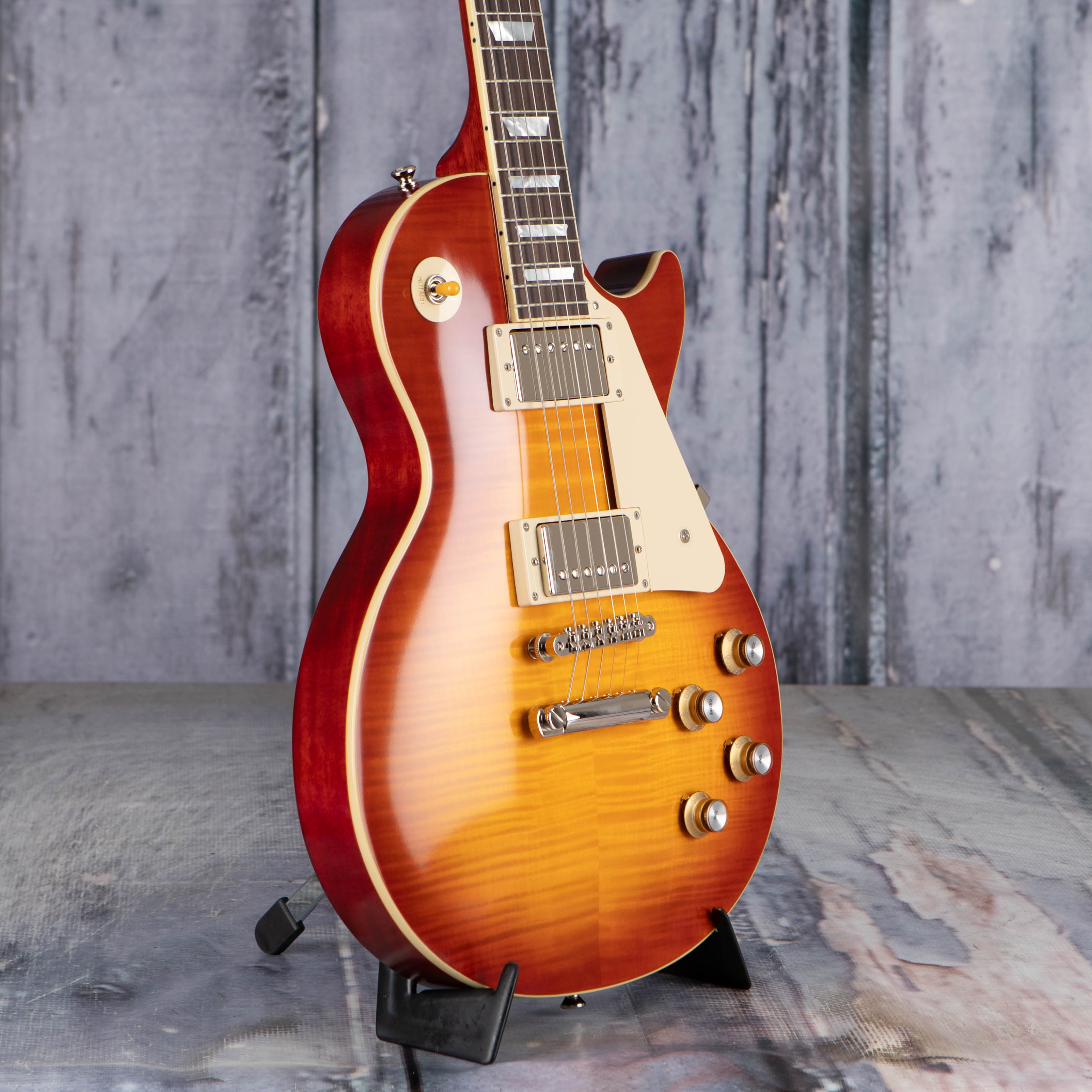 Epiphone 1960 Les Paul Standard Reissue Electric Guitar, Washed Cherry Sunburst, angle