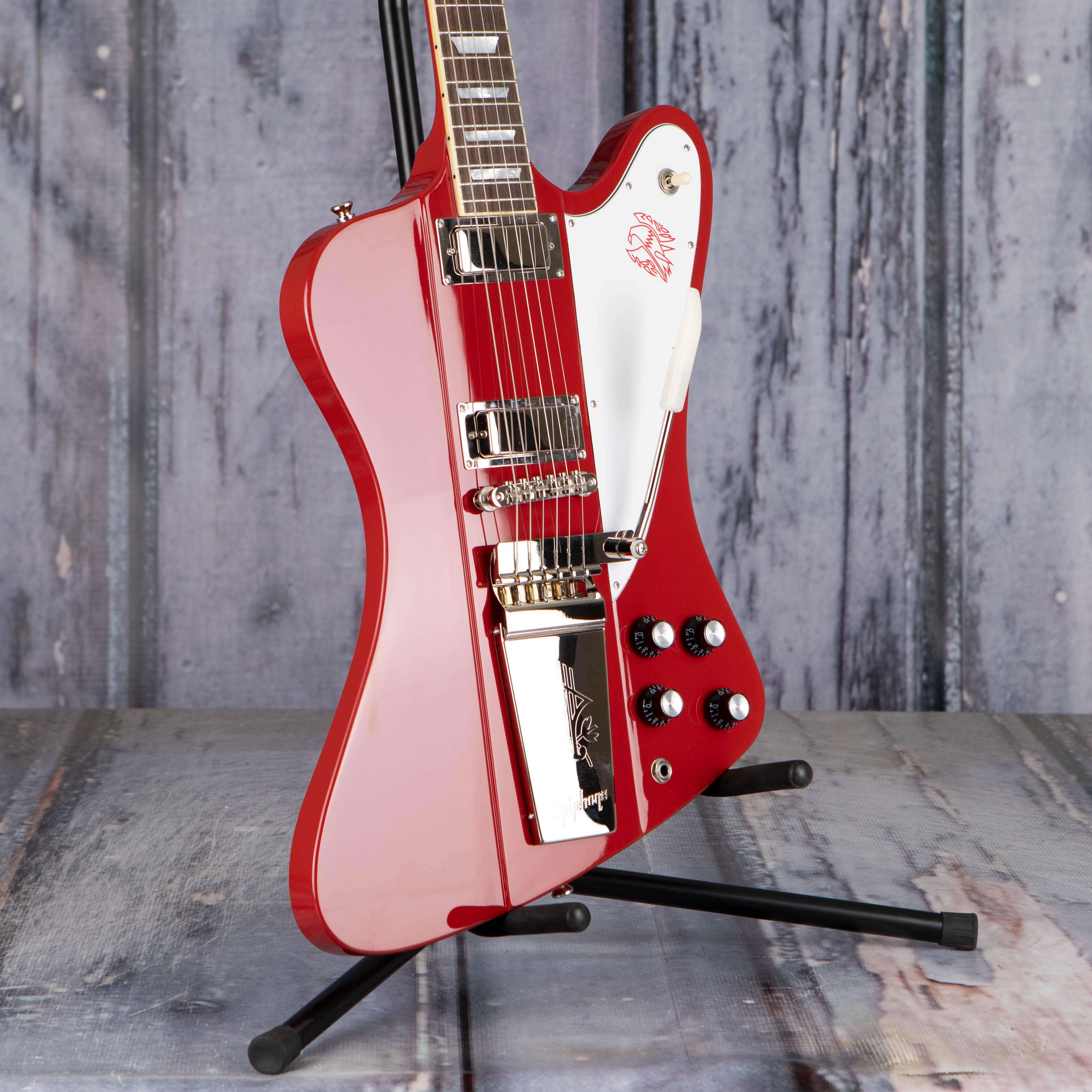 Epiphone 1963 Firebird V Electric Guitar, Ember Red, angle