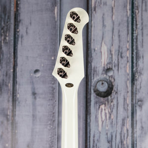 Epiphone 1963 Firebird V Reissue W/ Maestro Vibrola Electric Guitar, Polaris White, back headstock