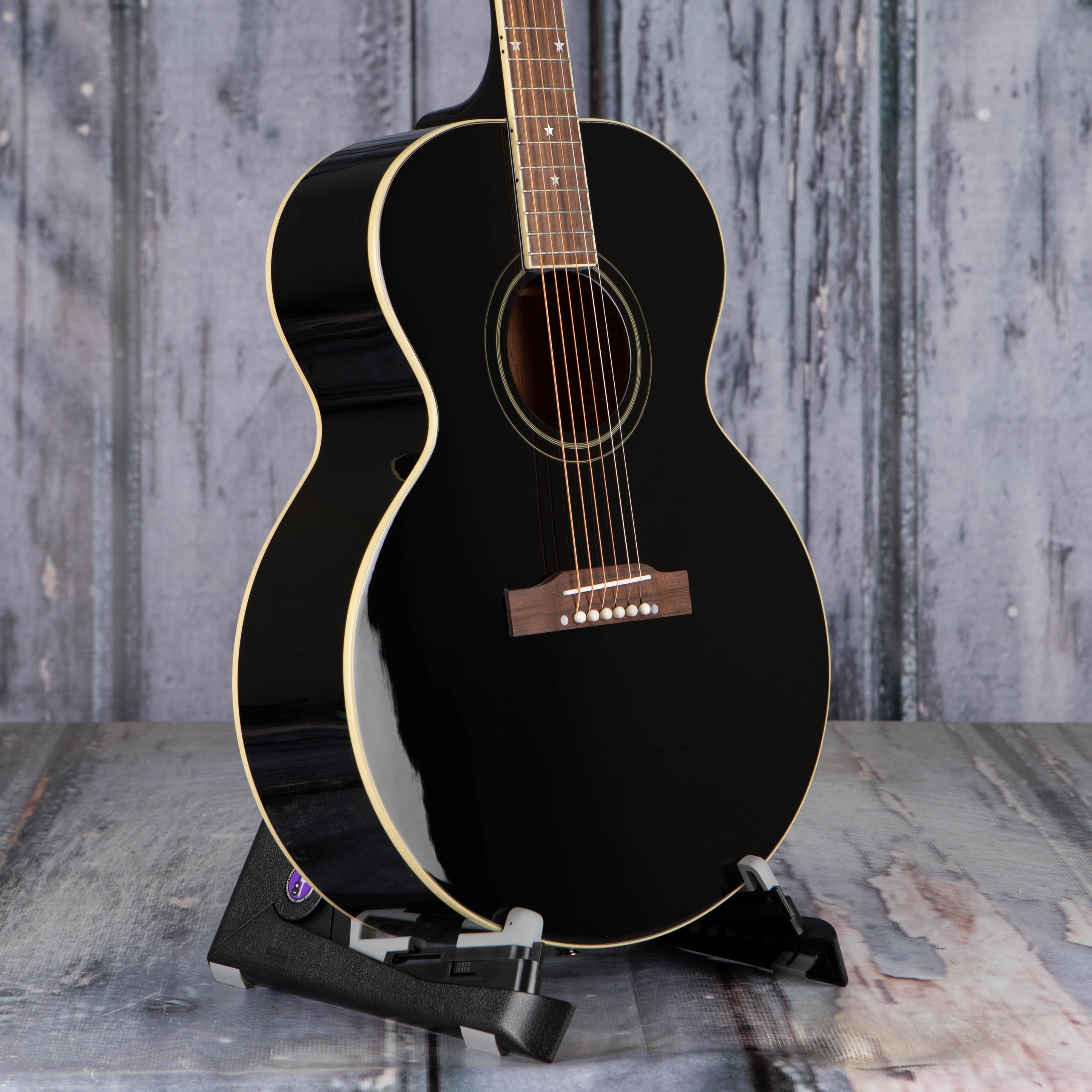 Epiphone J-180 LS Acoustic/Electric Guitar, Ebony, angle