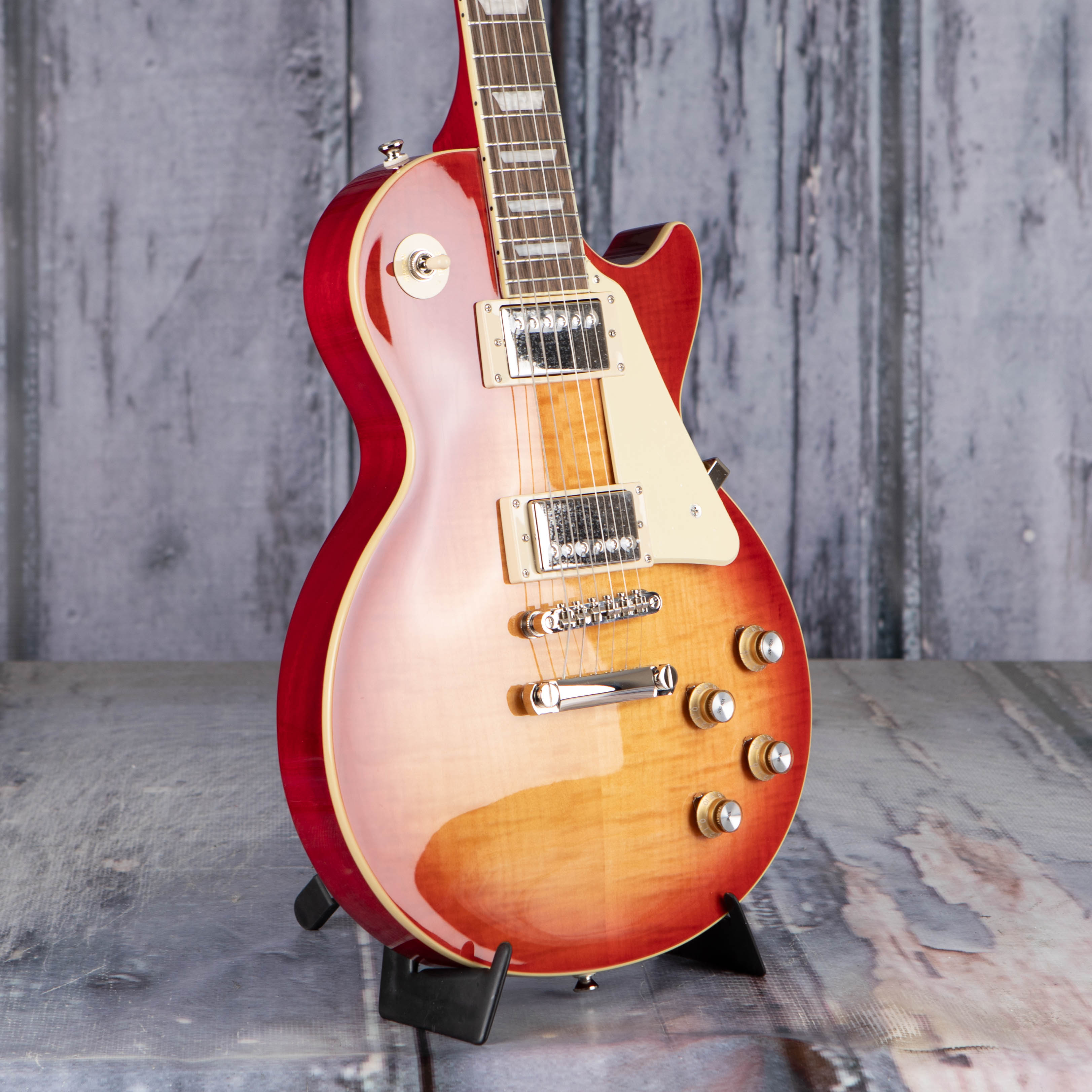 Epiphone Les Paul Standard 60s Figured Electric Guitar, Heritage Cherry Sunburst, angle