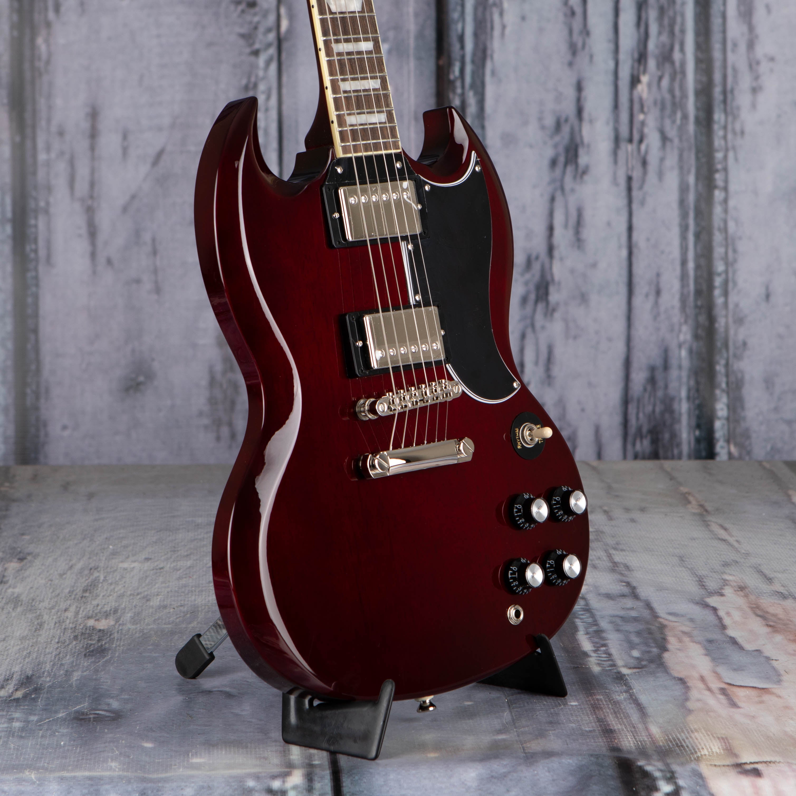 Epiphone SG Standard 60s Electric Guitar, Dark Wine Red, angle