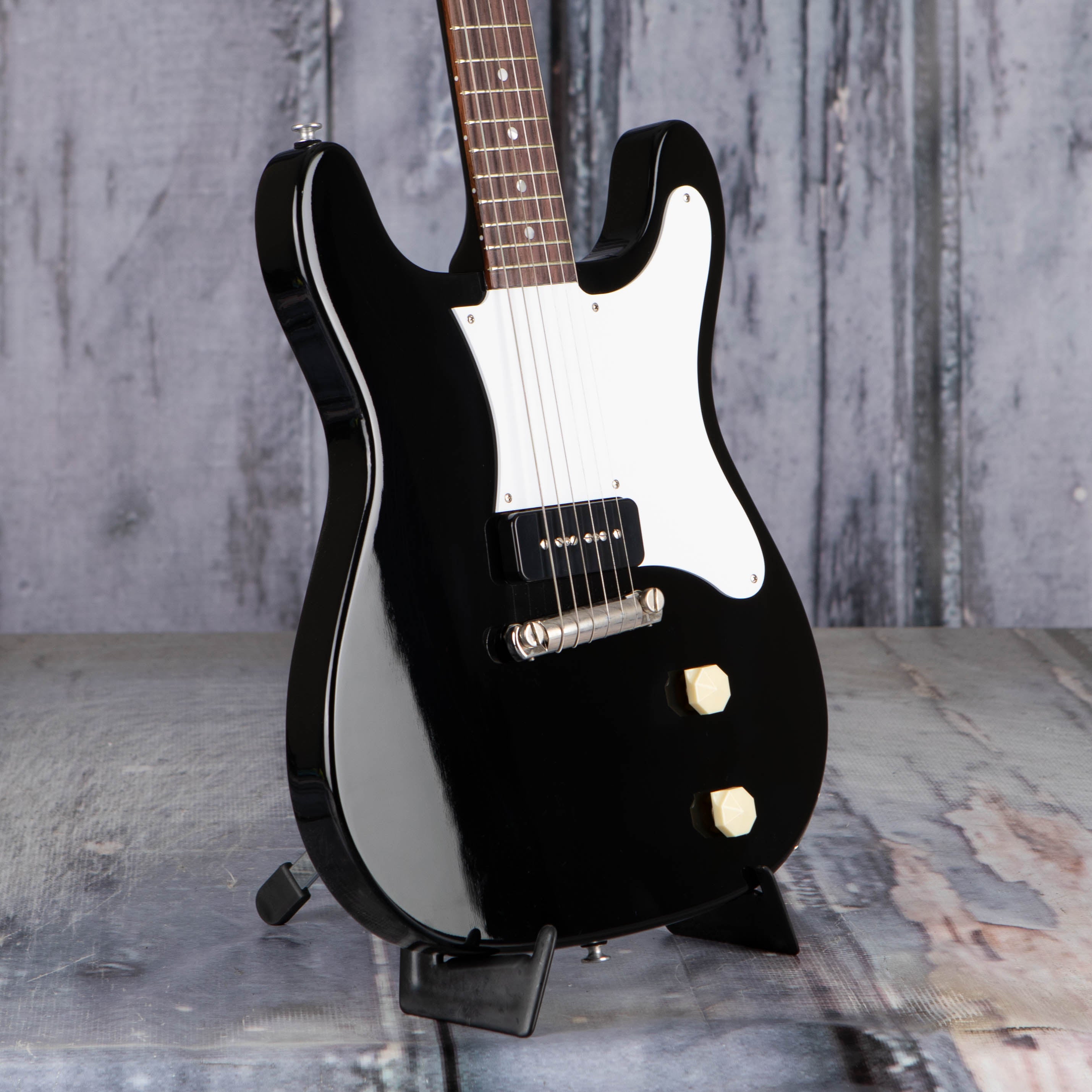 Epiphone USA Coronet Electric Guitar, Ebony, angle