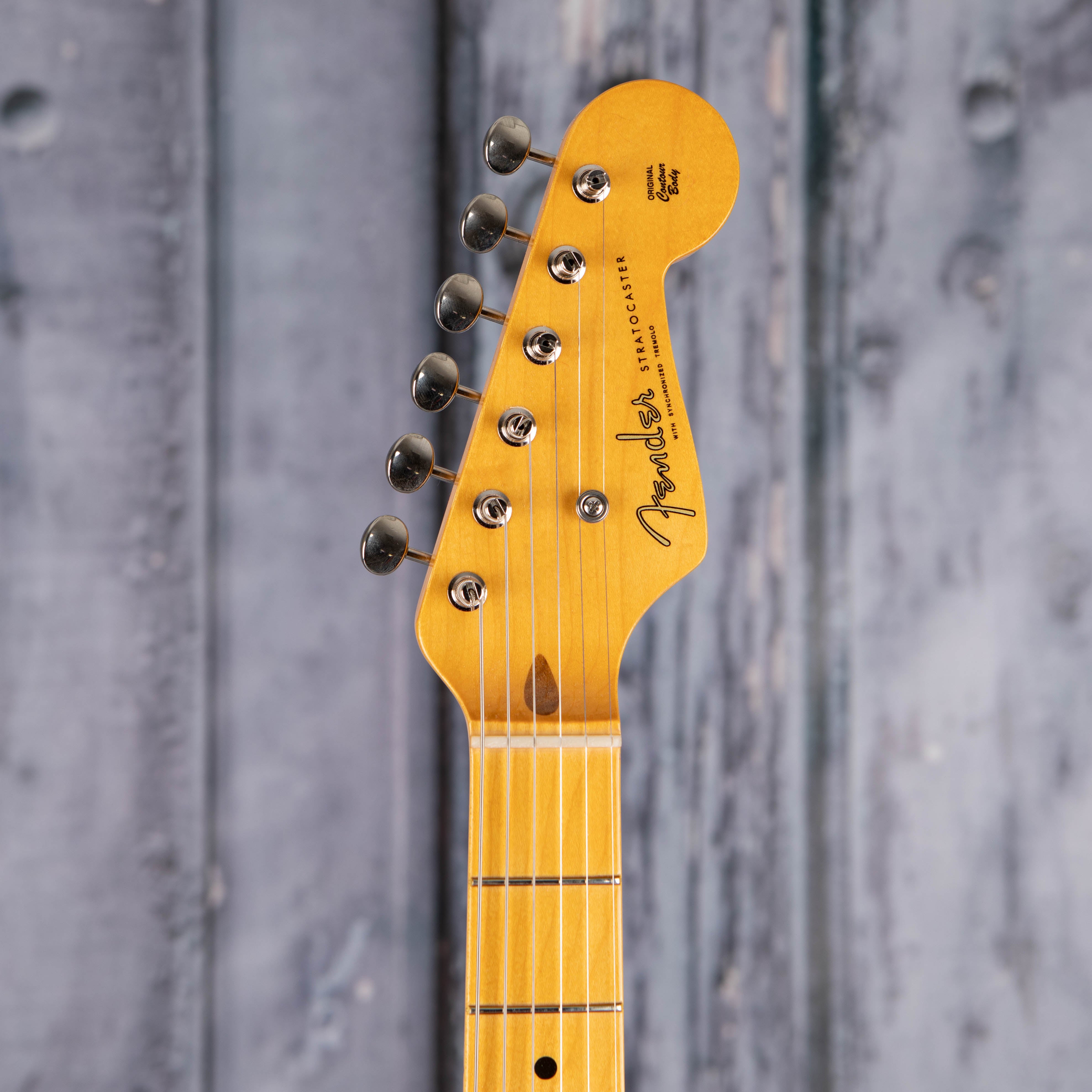 Fender 70th Anniversary American Vintage II 1954 Stratocaster Electric Guitar, 2-Color Sunburst, front headstock