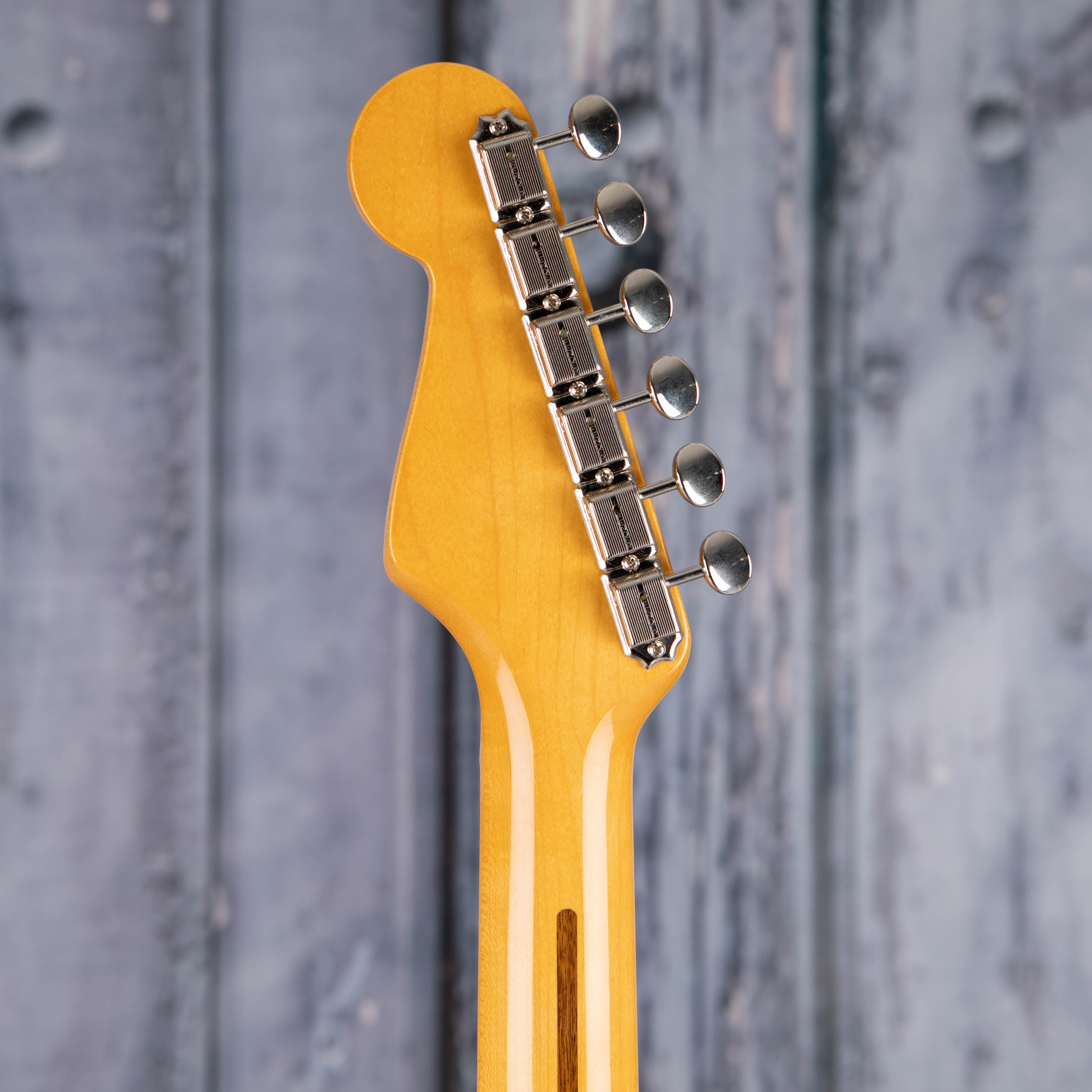 Fender 70th Anniversary American Vintage II 1954 Stratocaster Electric Guitar, 2-Color Sunburst, back headstock