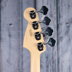 Fender American Performer Mustang Bass Guitar, Aubergine, back headstock