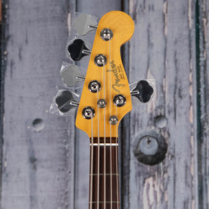 Fender American Professional II Jazz Bass V 5-String Guitar, Olympic White, front headstock