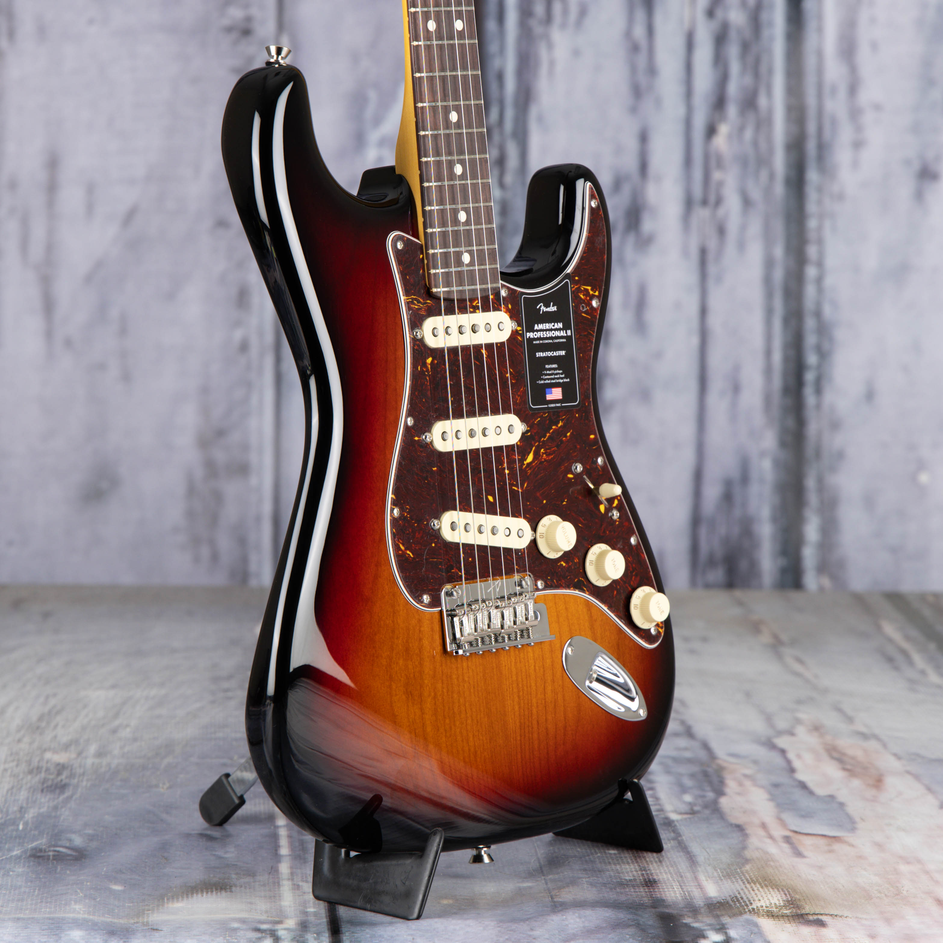 Fender American Professional II Stratocaster Electric Guitar, 3-Color Sunburst, angle