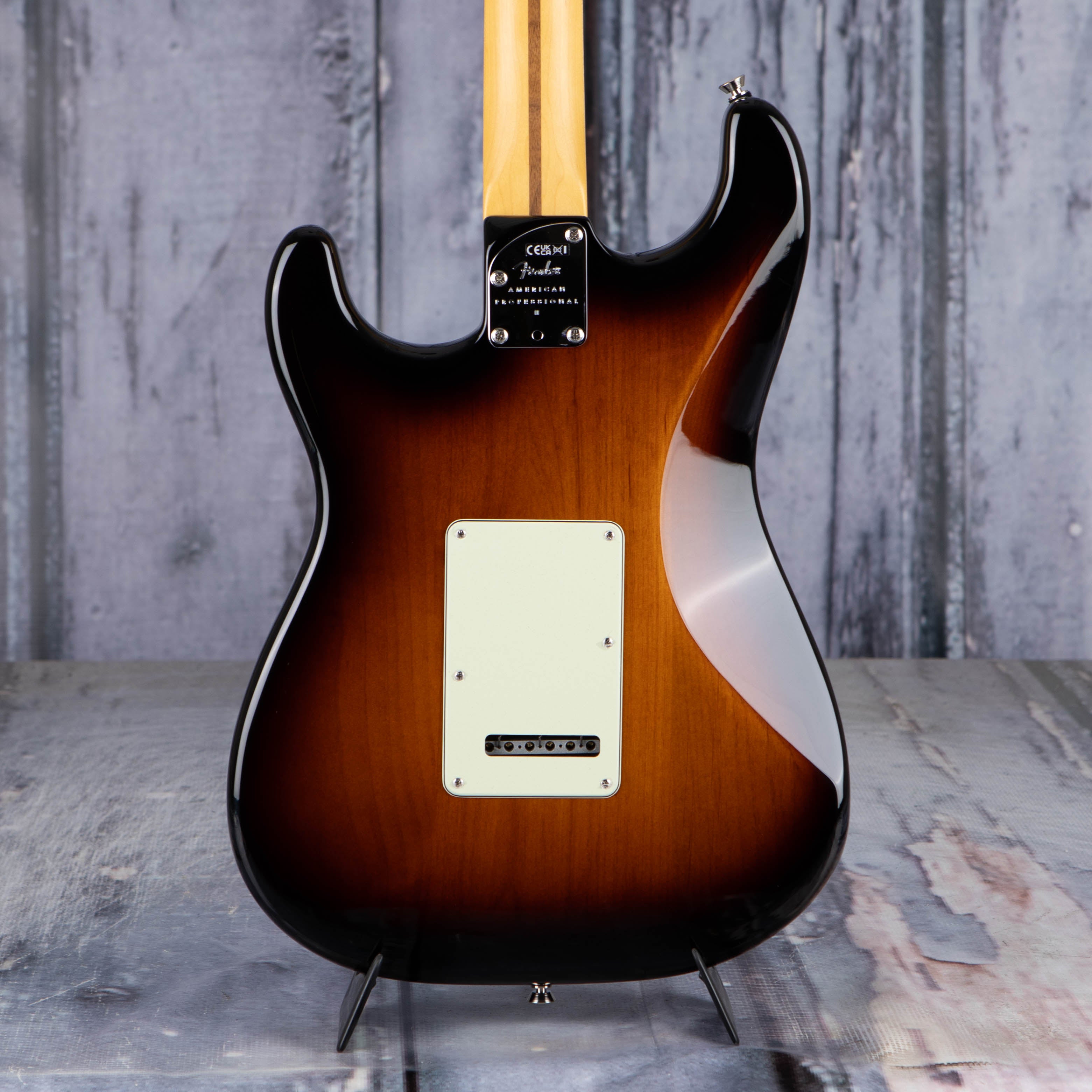 Fender American Professional Professional II Stratocaster Electric Guitar, Rosewood Fingerboard, Anniversary 2-Color Sunburst, back closeup