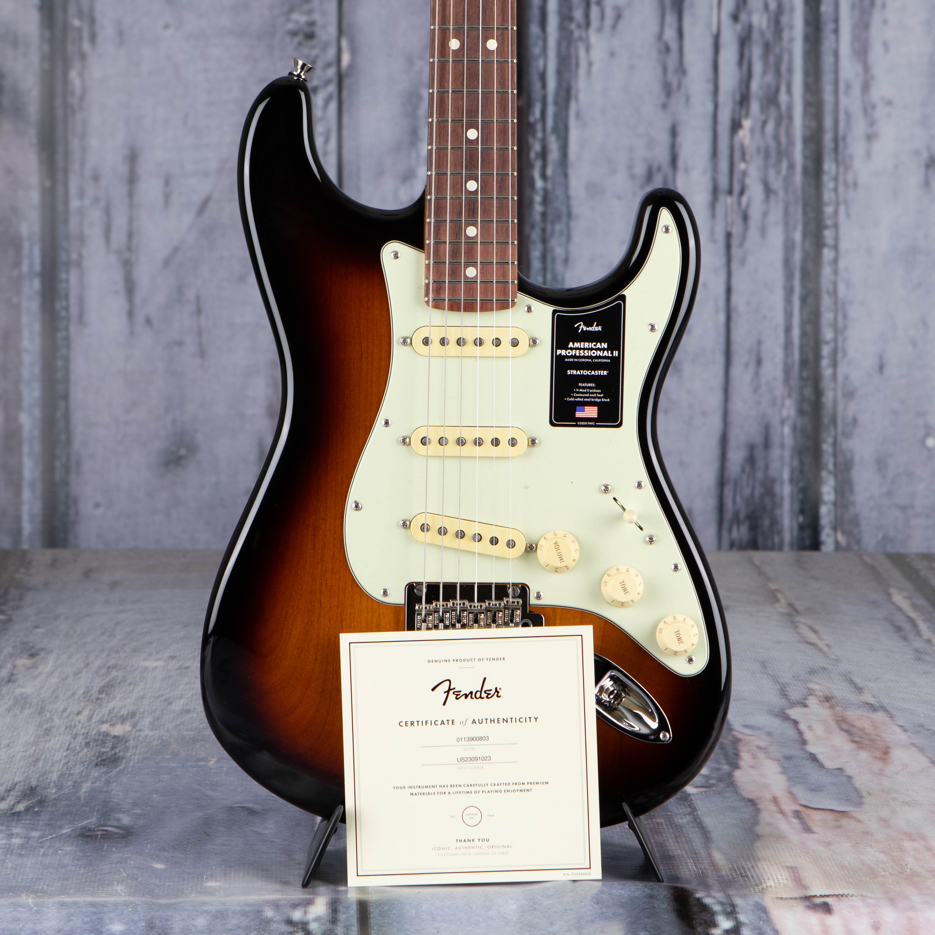 Fender American Professional Professional II Stratocaster Electric Guitar, Rosewood Fingerboard, Anniversary 2-Color Sunburst, coa