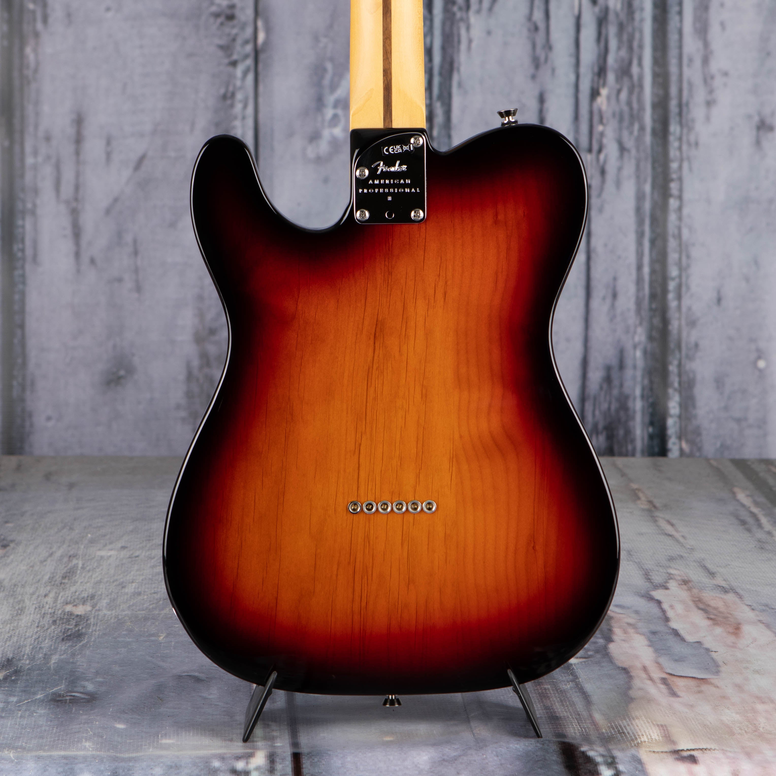 Fender American Professional II Telecaster Electric Guitar, 3-Color Sunburst, back closeup