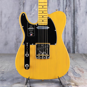 Fender American Professional II Telecaster Left-Handed Electric Guitar, Butterscotch Blonde, front closeup