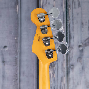Fender American Ultra Jazz Bass Guitar, Maple Fingerboard, Texas Tea, back headstock