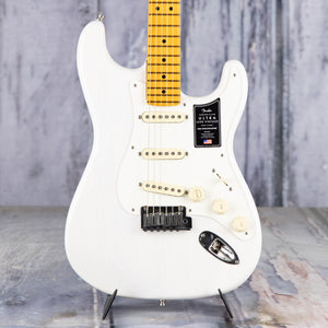 Fender American Ultra Luxe Vintage '50s Stratocaster Electric Guitar, White Blonde, front closeup