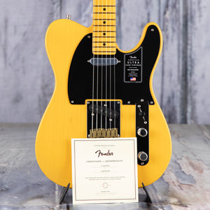 Fender American Ultra Luxe Vintage '50s Telecaster Electric Guitar, Butterscotch Blonde, coa