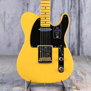 Fender American Ultra Luxe Vintage '50s Telecaster Electric Guitar, Butterscotch Blonde, front closeup