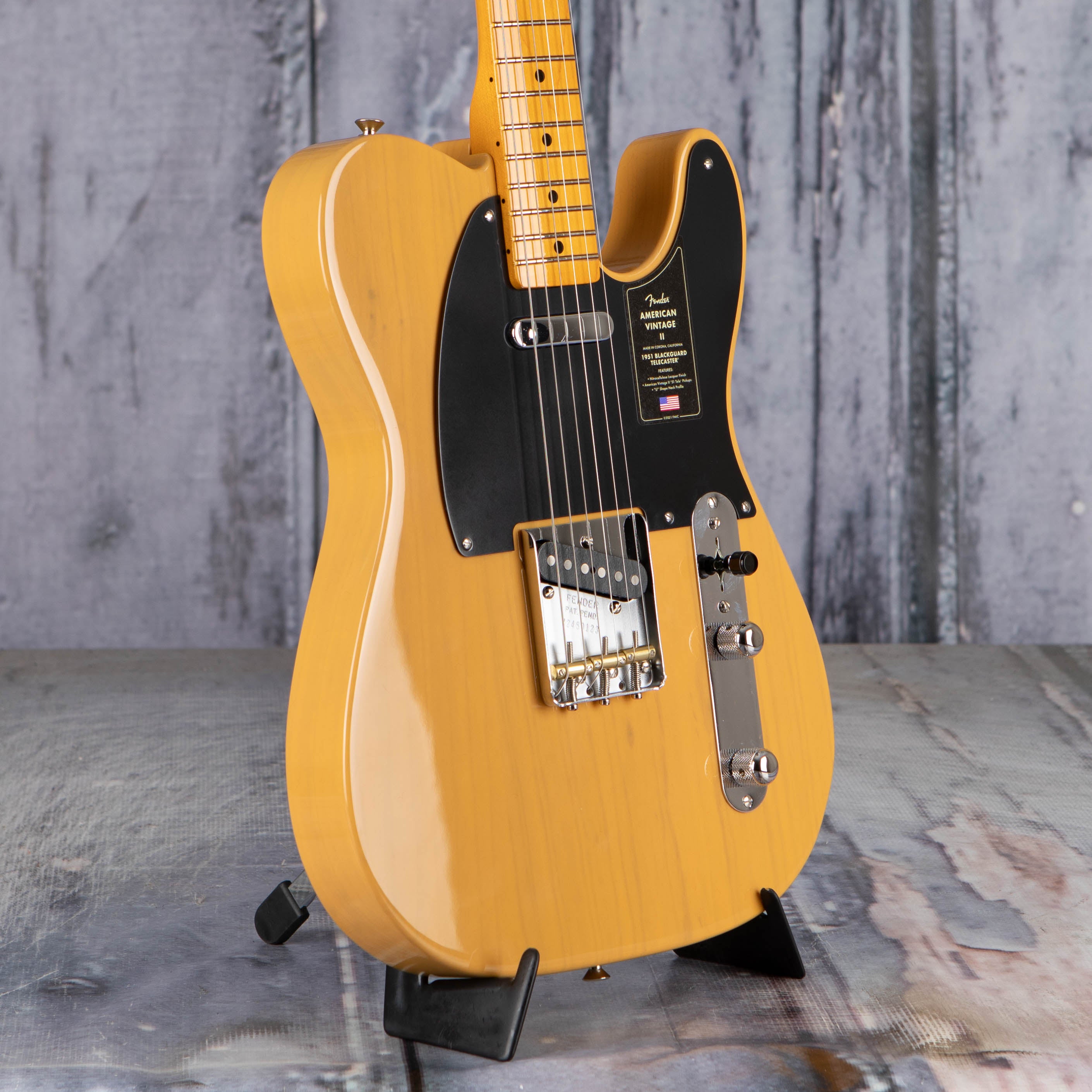 Fender American Vintage II 1951 Telecaster Electric Guitar, Butterscotch Blonde, angle