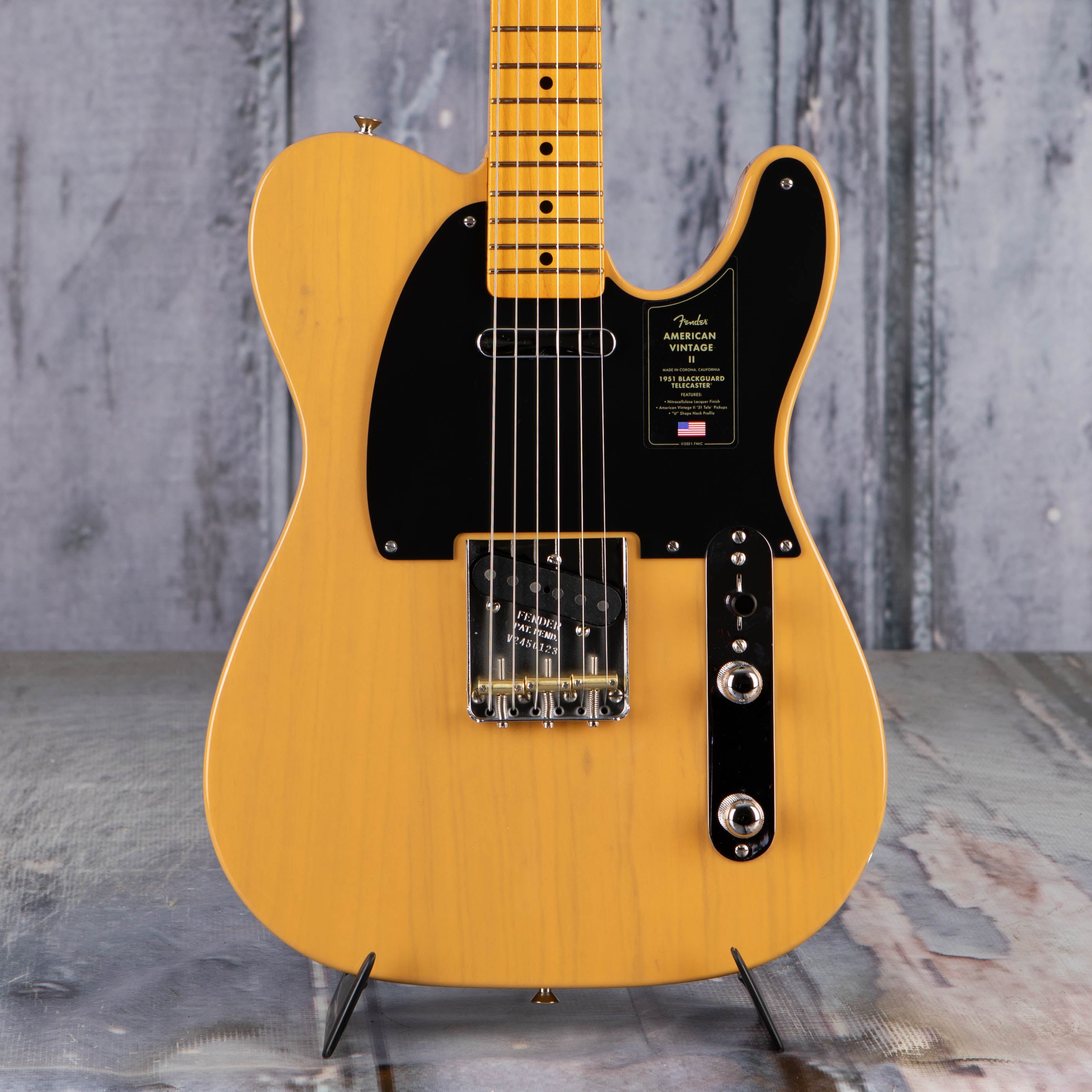 Fender American Vintage II 1951 Telecaster Electric Guitar, Butterscotch Blonde, front closeup
