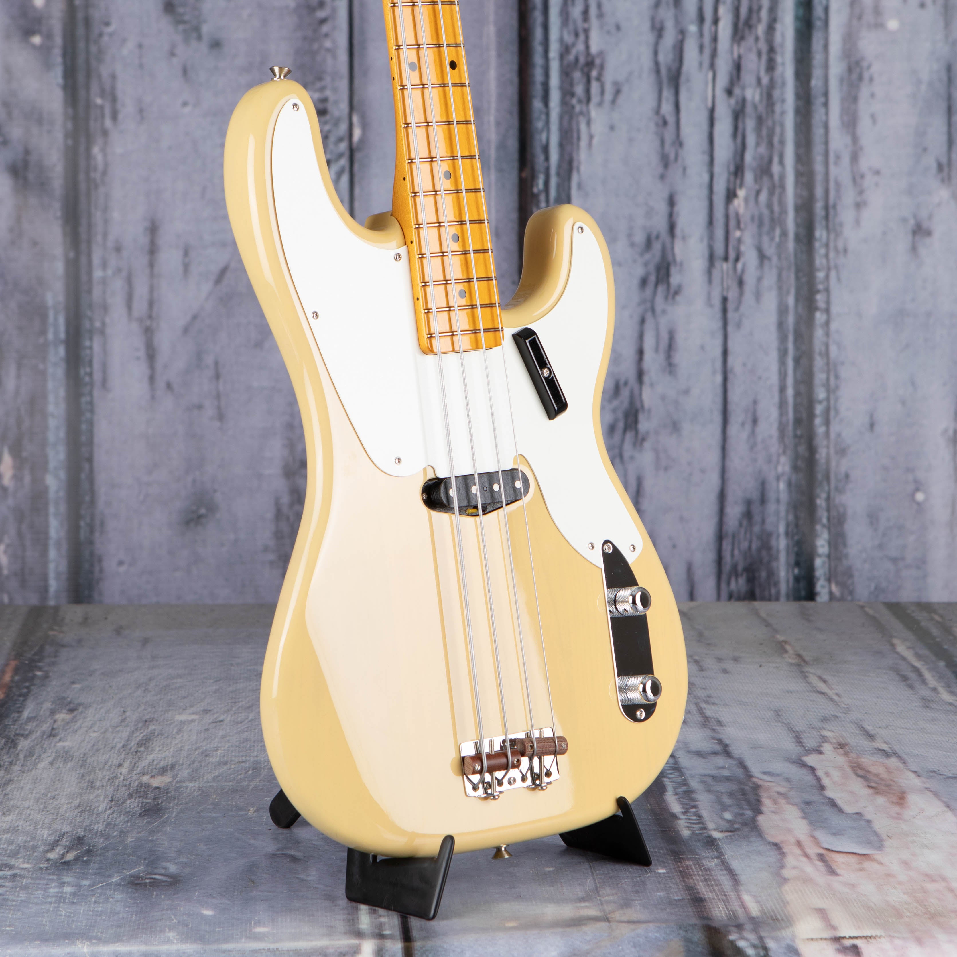 Fender American Vintage II 1954 Precision Bass Guitar, Vintage Blonde, angle
