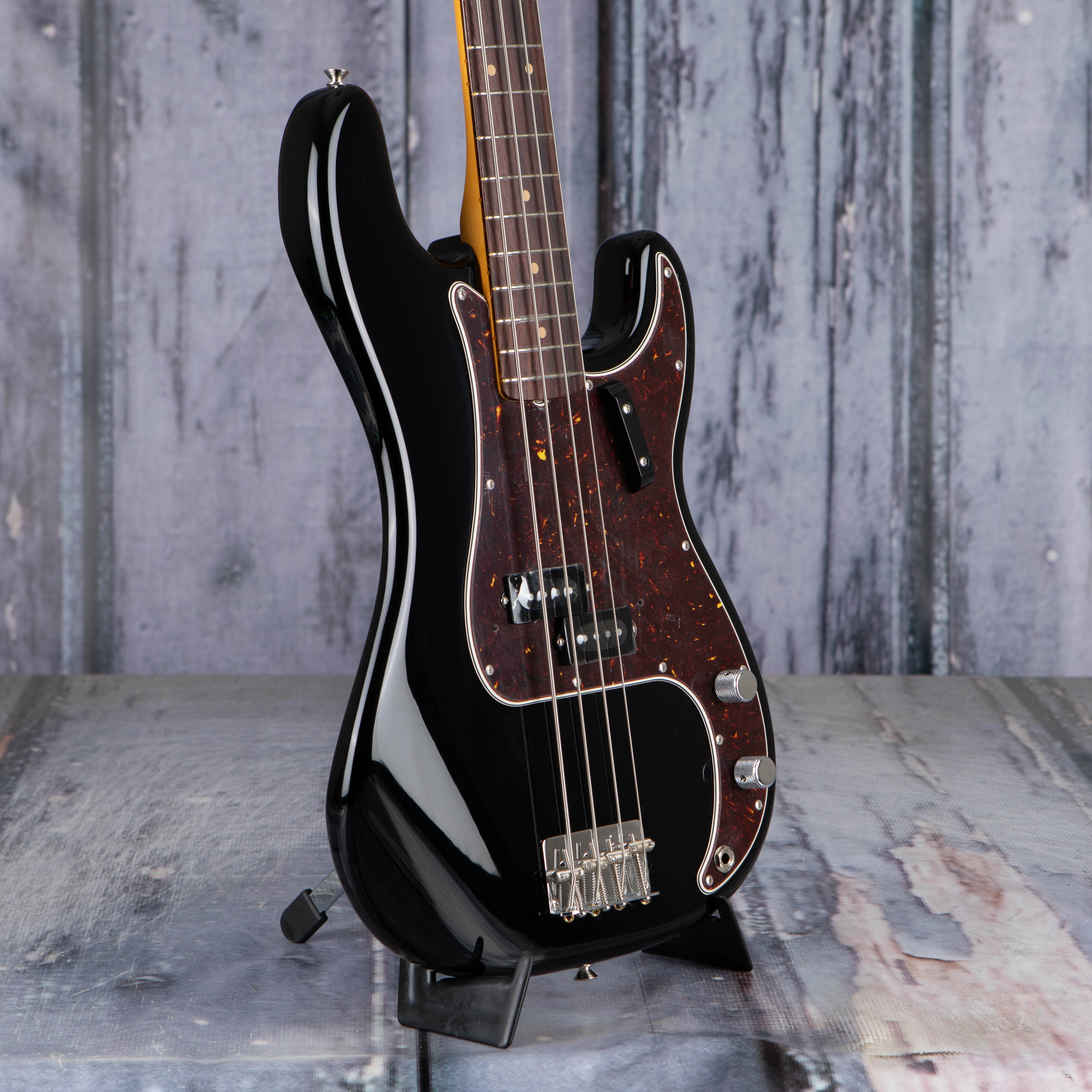 Fender American Vintage II 1960 Precision Bass Guitar, Black, angle