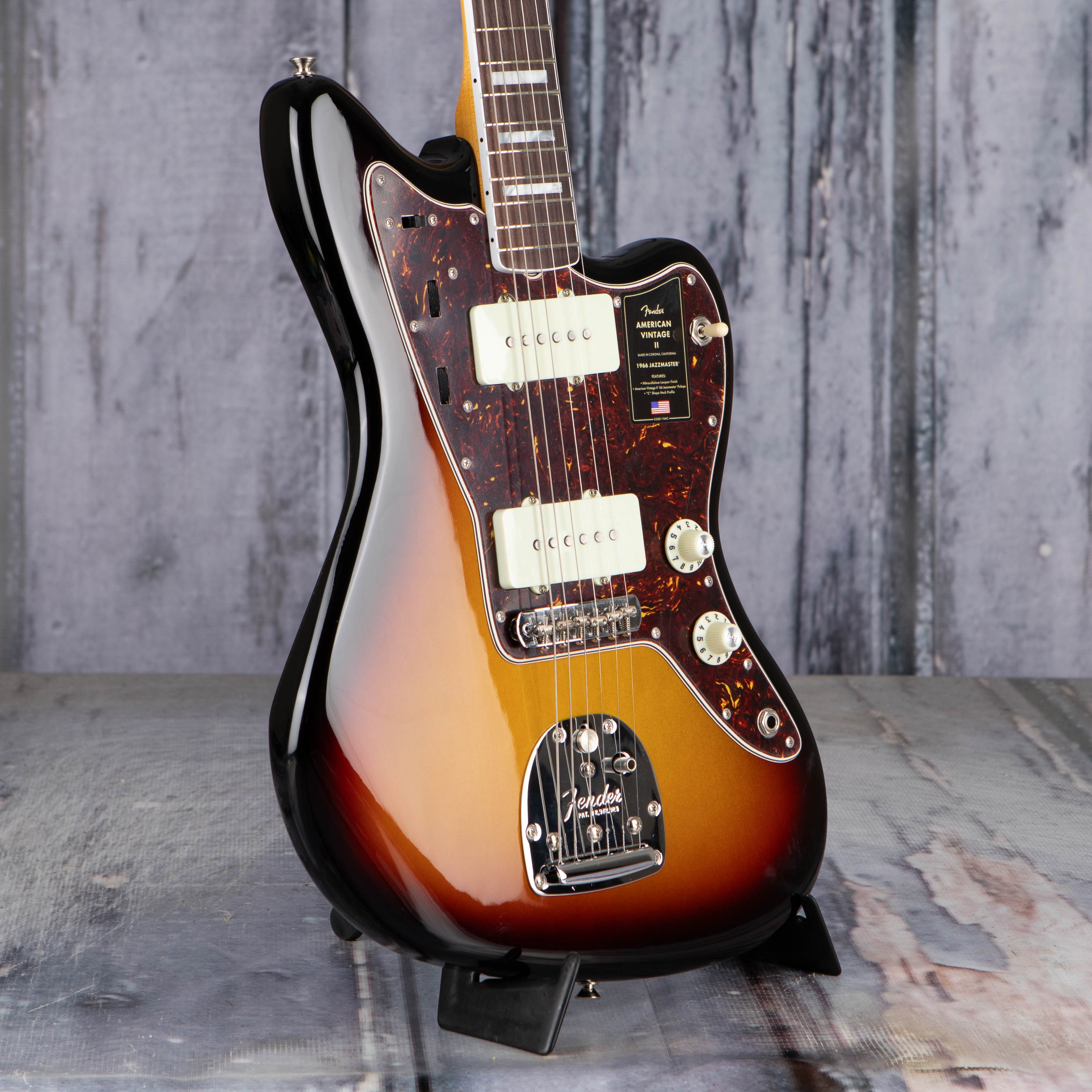 Fender American Vintage II 1966 Jazzmaster Electric Guitar, 3-Color Sunburst, angle