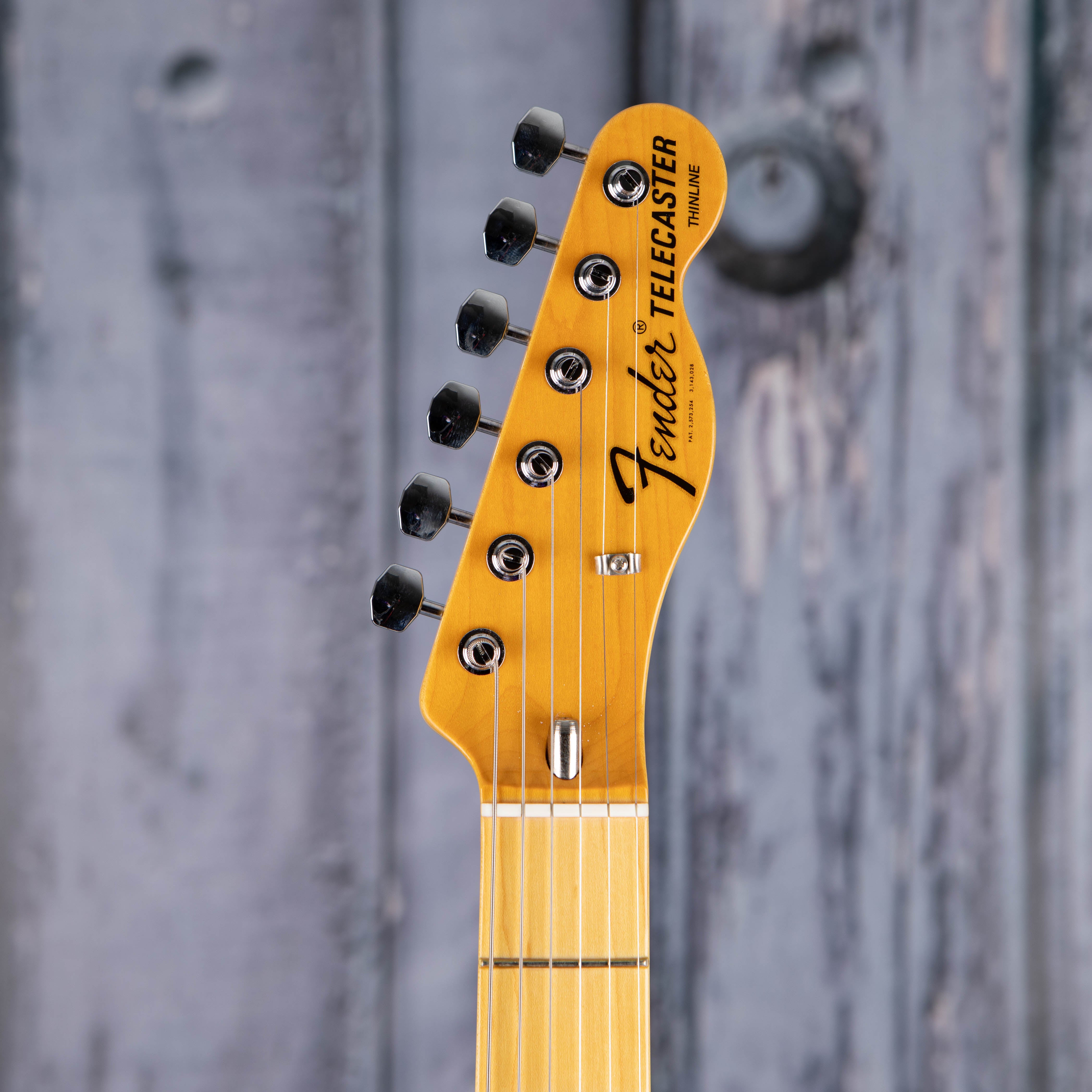 Fender American Vintage II 1972 Telecaster Thinline Semi-Hollowbody Guitar, Lake Placid Blue, front headstock