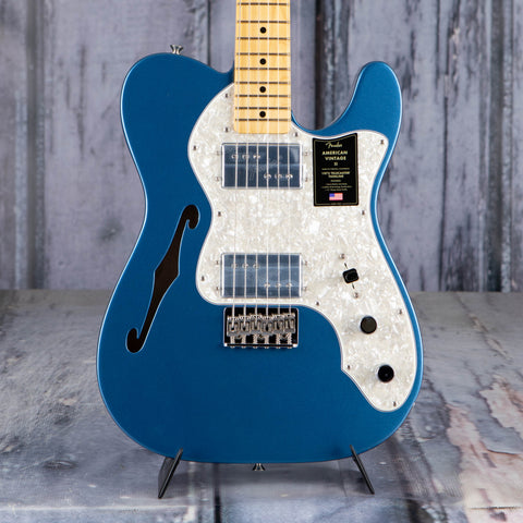 Fender American Vintage II 1972 Telecaster Thinline Semi-Hollowbody Guitar, Lake Placid Blue, front closeup