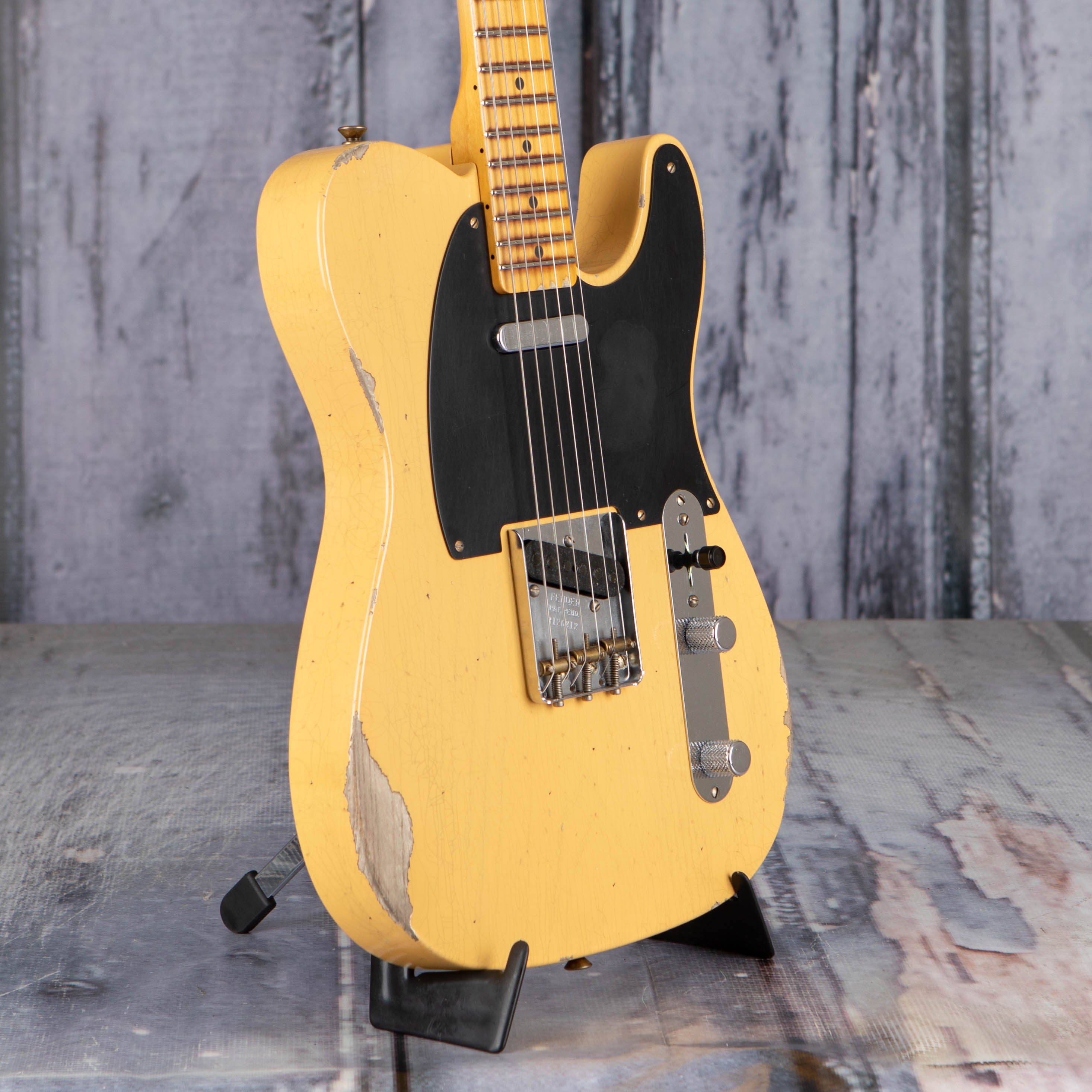 Fender Custom Shop 1950 Double Esquire Relic Electric Guitar, Aged Nocaster Blonde, angle