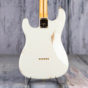 Fender Custom Shop 1956 Stratocaster Hardtail Gold Hardware Relic/Closet Classic Electric Guitar, Aged Olympic White, back closeup
