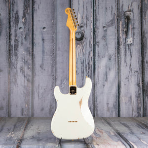 Fender Custom Shop 1956 Stratocaster Hardtail Gold Hardware Relic/Closet Classic Electric Guitar, Aged Olympic White, back