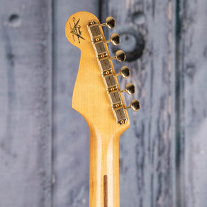 Fender Custom Shop 1956 Stratocaster Hardtail Gold Hardware Relic/Closet Classic Electric Guitar, Aged Olympic White, back headstock