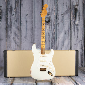 Fender Custom Shop 1956 Stratocaster Hardtail Gold Hardware Relic/Closet Classic Electric Guitar, Aged Olympic White, case