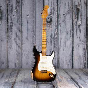 Fender Custom Shop 1956 Stratocaster Hardtail Gold Hardware Relic Closet Classic Electric Guitar, Faded Aged 2-Tone Sunburst, front