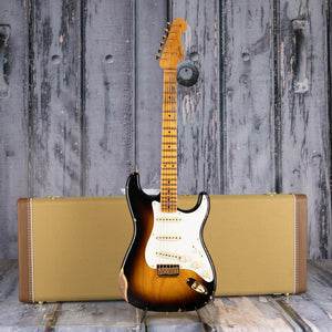 Fender Custom Shop 1956 Stratocaster Hardtail Gold Hardware Relic Closet Classic Electric Guitar, Faded Aged 2-Tone Sunburst, case
