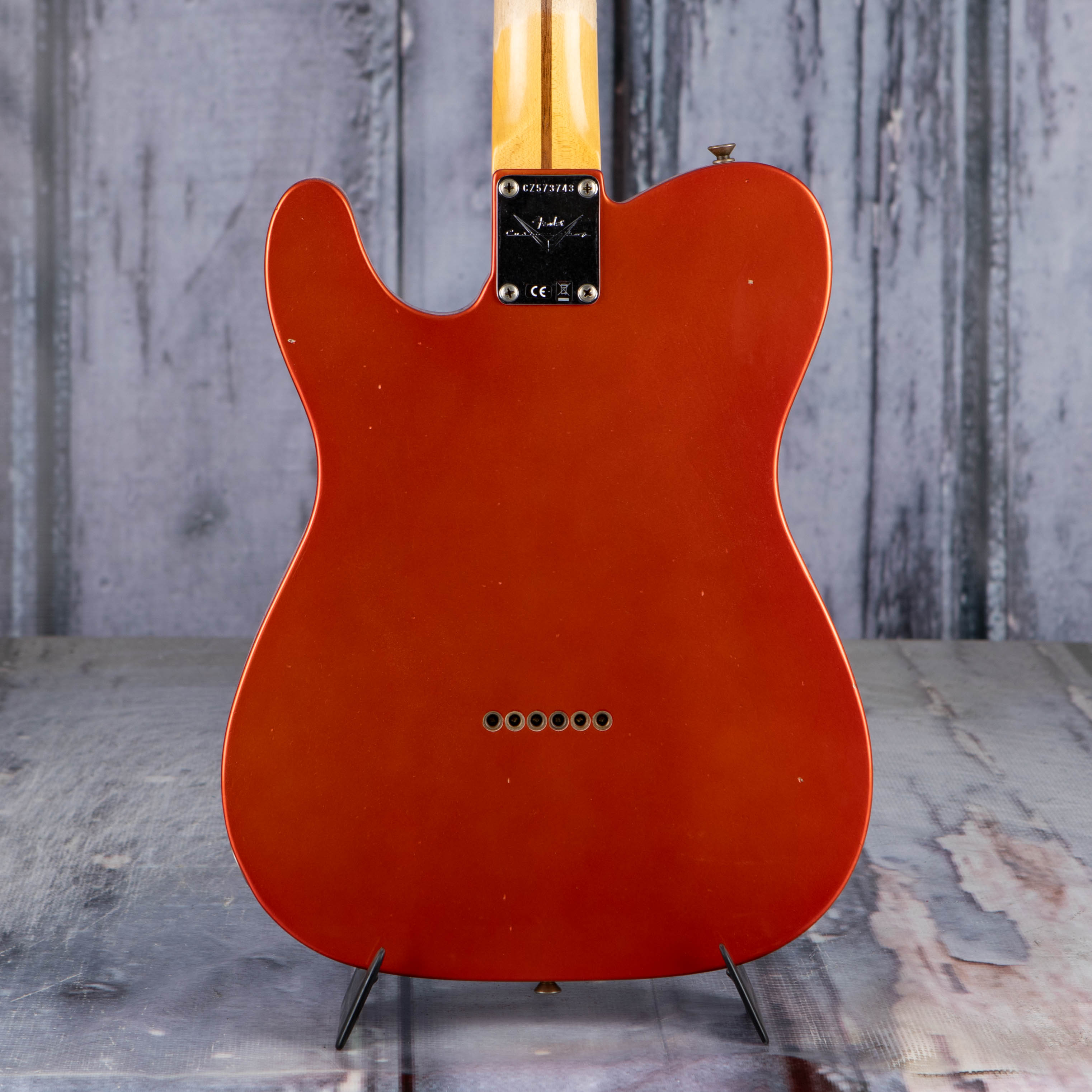 Fender Custom Shop '57 Telecaster Journeyman Relic Electric Guitar, Aged Candy Tangerine, back closeup